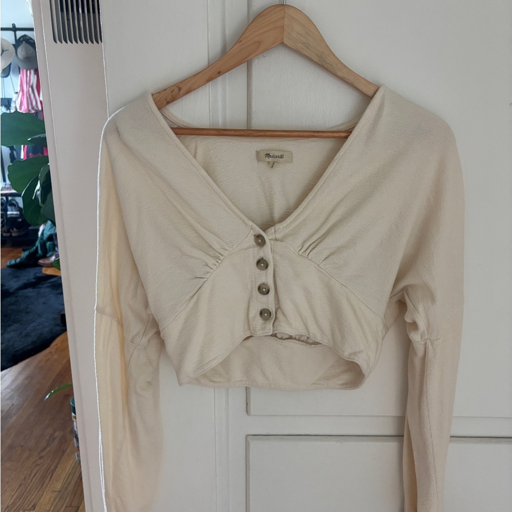 Madewell Cream Buttoned Crop Top